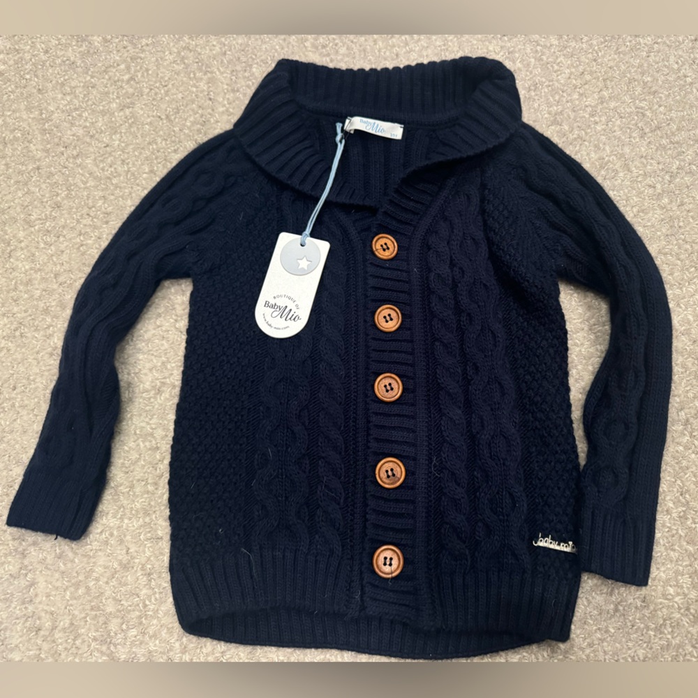 Boys. Navy cotton cardigan. Size 2-3. New with tags.